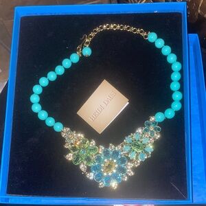 Heidi Daus Glorious Garden Crystal Floral Necklace w/Turquoise NIOB